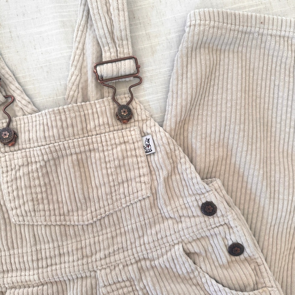 Vintage‎ Sprockets Corduroy Overalls Tan Beige 100% Cotton Toddler Size 4T